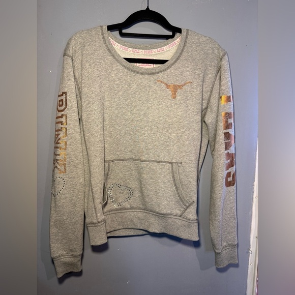 PINK Victoria's Secret Gray Long Sleeve Hoodie- UT pink collegiate edition - Picture 1 of 4
